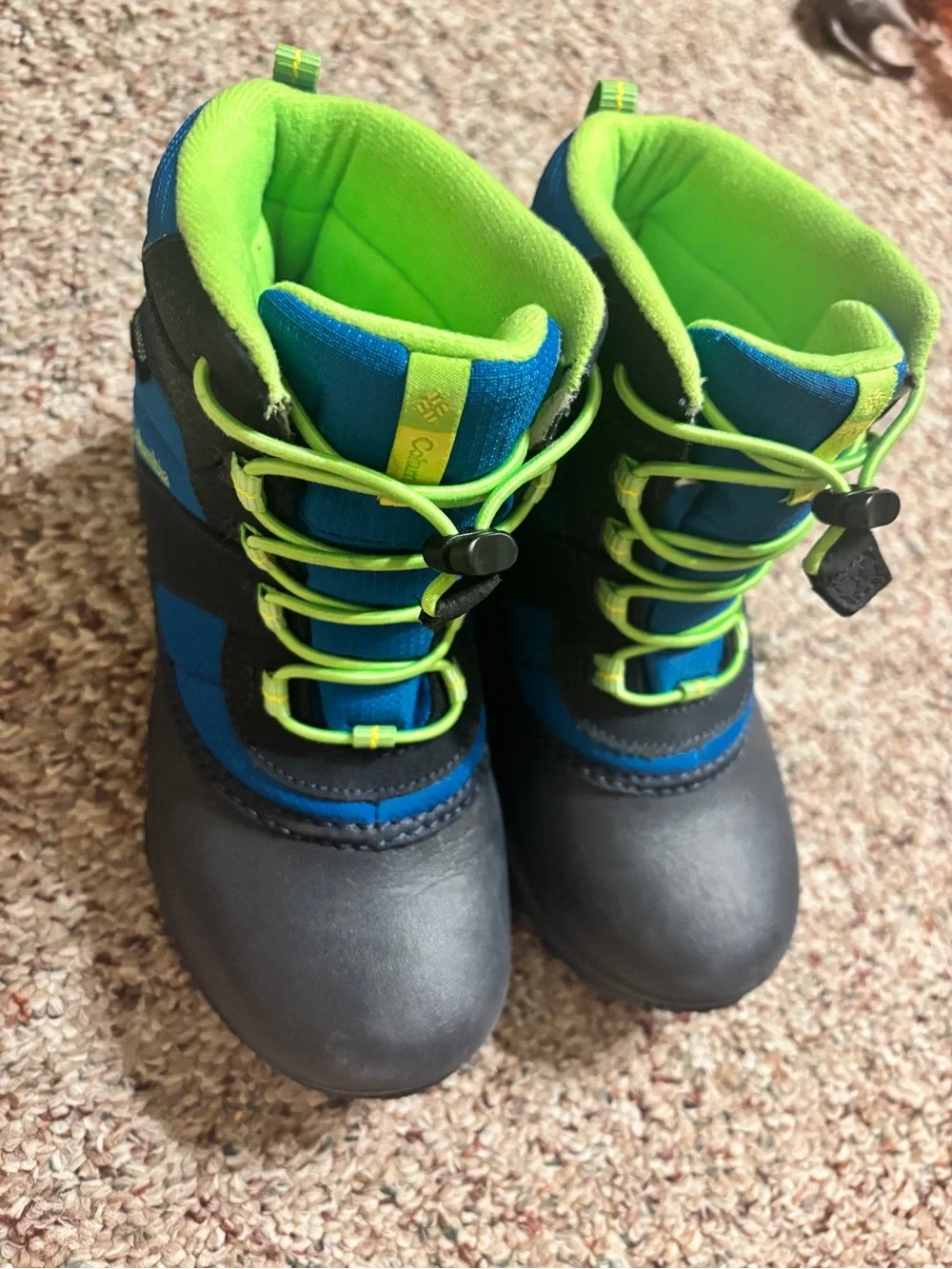 Columbia Kids Blue and Lime Waterproof Snow Boots